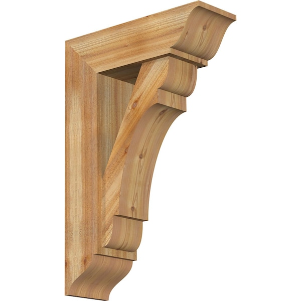 Ekena Millwork Olympic Traditional Rough Sawn Bracket w/ Offset Brace, Western Red Cedar, 8"W x 24"D x 36"H BKT0806X24X36OLY01RWR - main